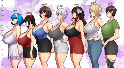 2d 2d_(artwork) 4k 7girls abigail_fahrenheit_(errorkazoo) absurdres ahoge ayumi_(errorkazoo) bakunyuu big_breasts black_hair black_hair_female black_skirt blonde_hair blonde_hair_female blue_hair blue_hair_female blue_jeans breast_chart breast_comparison breast_size_difference breasts breasts_bigger_than_head brown_hair brown_hair_female bulging_breasts bust_chart candy_blue_hair cleavage clothed cropped_legs dark_brown_hair dark_hair deep_cleavage earrings english_text erkaz erkaz_(artist) erkazooya errorkazoo feet_out_of_frame female female_only floral_background fully_clothed fully_clothed_female gigantic_breasts green_blouse green_clothing green_shirt grey_hair hairband height_chart height_difference hi_res high_resolution highleg highleg_skirt highres huge_breasts ingrid_braun_(errorkazoo) jeans karinka_katyusha_(errorkazoo) large_breasts lineup long_hair long_hair_female long_skirt massive_breasts mature_female megane multiple_females multiple_girls nightie original original_character original_characters over_1080p pencil_skirt prosthetic prosthetic_leg prosthetic_limb purple_nightie red_eyes red_eyes_female red_hair red_hair_female red_skirt rey_tannhauser_(errorkazoo) rina_atherina rina_atherina_(errorkazoo) scrunchie shiny_hair short_hair short_hair_female side_slit side_view sideboob size_comparison standing tank_top thick_thighs thighs twintails viewed_from_side voluptuous white_hair white_hair_female white_hairband white_skirt wide_hips yukihana_(errorkazoo)