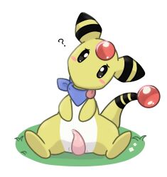 ampharos anthro black_eyes blush dinotello frown generation_2_pokemon genitals hi_res looking_at_viewer male nintendo penis pokémon_(species) pokemon pokemon_(species) question_mark simple_background solo spread_legs spreading white_background white_body yellow_body