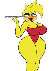 big_ass big_breasts blush chica_(fnaf) classic_chica_(fnaf) five_nights_at_freddy's fnaf solo_female swimsuit yellow_body