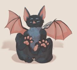 absurd_res anal anal_fingering anthro anus bat bat_wings bodily_fluids cum cum_in_ass cum_inside feet fingering genital_fluids genitals hi_res male mammal membrane_(anatomy) membranous_wings neck_tuft nude nude_male pawpads paws penis sitting sitting_on_ground solo stretched_anus tuft wings