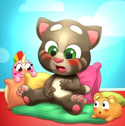 1boy :o animal_ears animal_tail anthro ass balls being_watched blush blush_stickers cat_ears cat_tail catboy domestic_cat erection eyelashes felid feline felis fur furry furry_male genitals green_eyes group horn looking_at_another male male_anthro mammal mouse my_talking_tom my_talking_tom_2 naked naked_male nude nude_male open_mouth penis pillow polygon5 purple_eyes shocked shocked_expression sitting smaller_anthro smaller_male smile solo_focus solo_male squeak_(talking_friends) sugar_(talking_friends) surprised surprised_expression tail talking_friends talking_tom talking_tom_and_friends_(series) testicles unicorn unicorn_horn yellow_horn