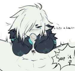 angry_expression artful_(die_of_death) bite blowjob breasts die_of_death_(roblox) fangs_on_penis fluffy green_eyes long_tongue paizuri pursuer_(die_of_death) roblox roblox_game robloxian samuraiixdd6 scars_on_body white_hair