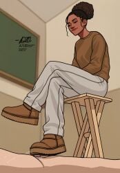 1boy 1boy1girl african_american african_female afro big_feet black_female boot_fetish bootjob boots brown_boots brown_footwear brown_hair cbt chestnut clothed_female clothed_female_nude_male cock_and_ball_torture cock_and_balls_torture crush crushed_penis crushing cum cumshot docmartenspls dripping_cum ejaculation female femdom footjob footjob_with_legwear footjob_with_one_foot male naked naked_male original_character penis platform_boots platform_footwear platform_shoes shoejob sitting_bootjob sitting_footjob sitting_shoejob stepping_on_penis straight ugg_boots