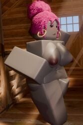 1girls 2026 3d areolae ass belly_button bettybloxxer big_breasts black_eyes blush breasts completely_nude completely_nude_female earrings eyebrows female female_only grey_skin guest_(roblox) hair_bun heyits_aaron hoop_earrings indoors lips looking_at_viewer nipples nude nude_female pink_hair roblox robloxian sargentakai solo standing stomach thick_thighs thighs