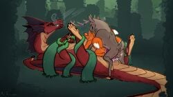 2019 absurd_res anal anal_sex anthro anthro_on_feral anthro_penetrated antlers anus arms_tied balls black_body bodily_fluids bound brown_body brown_fur canid canine cervine closed_eyes cloven_hooves countershade_crotch countershade_feet countershade_hands countershade_neck countershade_tail countershade_torso countershading cum cum_from_ass cum_in_ass cum_inside deer detailed_background dragon elk erection feet feral feral_on_feral feral_penetrated feral_penetrating feral_penetrating_anthro feral_penetrating_feral fox fur genital_fluids genitals group hi_res hooves horn larger_feral larger_male leaking_cum legs_tied lying male male/male male_anthro male_feral male_penetrated male_penetrating male_penetrating_male mammal meldritchhorror multi_tail mythological_creature mythological_scalie mythology nude nude_anthro nude_male on_back orange_body orange_fur outside penetrating_while_penetrated penetration penile penile_penetration penis penis_in_ass pink_penis red_body scalie sex size_difference slightly_chubby slightly_chubby_anthro slightly_chubby_male smaller_anthro smaller_male smile sunoth tail tan_body teeth trio white_body white_fur zoophilia