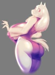 1girls ass big_breasts breasts deltarune drawfruit dummy_thiccc fanart gray_background grey_background honhearthy huge_breasts large_breasts painting shiny_fur shiny_hair shiny_skin side_boob simple_background solo tail thicc thick thigh_slit toriel toriel_dreemurr undertale