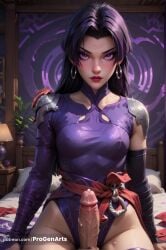 1boy 1boy1girl 1girls ai_generated armor bed bedroom black_hair blush breasts closed_mouth earrings erection female hi_res hoop_earrings indoors jewelry lamp leotard lipstick long_hair looking_at_viewer makeup marvel marvel_comics marvel_rivals medium_breasts on_bed penis pillow pov precum progenarts psylocke psylocke_(marvel_rivals) psylocke_(vengeance) purple_eyes purple_hair purple_leotard shoulder_armor solo_focus straight uncensored veins vengeance_psylocke