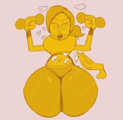 1girls bare_midriff belly belly_button breasts cameltoe capri_pants cleavage crop_top cum cum_on_body cum_on_stomach disembodied_penis dumbbell exercise female female_focus female_only heart hips_wider_than_shoulders huge_thighs jiggling_breasts kneeling large_breasts looking_at_viewer midriff monochrome motion_lines navel open_mouth pants penis ponytail pulpdirector sitting solo solo_focus sports_bra steam stomach thick_thighs training wide_hips wii_fit wii_fit_trainer wii_fit_trainer_(female) yellow_theme yoga_pants