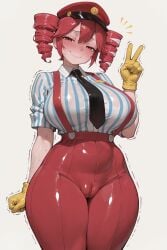 1girls ai_generated belly big_breasts big_thighs blouse blush blushing_profusely breasts breasts_bigger_than_head cameltoe clothed clothed_female clothing curvaceous curvy curvy_female curvy_figure fat_pussy female female_only fully_clothed gigantic_breasts gloves hat high-waist_pants high_waisted_pants hips_wider_than_shoulders hourglass_figure huge_breasts huge_thighs kasane_teto kasane_teto_(sv) large_breasts large_thighs looking_at_viewer massive_breasts massive_thighs mesmerizer_(vocaloid) mesmerizer_teto motion_lines mv_character necktie pants peace_sign plump plump_breasts plump_camel_toe plump_labia plump_pussy plump_thighs pussy pussy_bulge pussy_lips pussy_visible_through_clothes red_eyes red_hair reparkz shiny_clothes shirt simple_background slim_waist solo solo_female striped_shirt suspenders sweat sweating synthesizer_v thick_thighs thighs tight_clothing tight_pants tight_shirt tilted_head tremble_spikes trembling twin_drills utau vagina voluptuous voluptuous_female white_background wide_hips