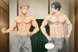 ai_generated bara gay gilxxgamesh itadori_yuuji jujutsu_kaisen male male_focus male_only muscular muscular_male yaoi yuta_okkotsu