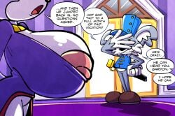 2025 anthro anthro_female anthro_male areolae big_breasts blaze_the_cat blue_clothing breasts clothing domestic_cat dress duo felid feline felis female fur furaffinity_link furry furry_female furry_male gardon grey_body grey_fur hat headgear headwear hi_res huge_breasts implied_breast_expansion implied_transformation inside koala large_breasts mammal marsupial melee_weapon nipple_bulge nipple_peek nipple_slip nipples nipples_visible_through_clothing pink_nipples purple_clothing purple_dress sachasketchy sega sketch sonic_(series) sonic_the_hedgehog_(series) speech_bubble sword text vombatiform weapon