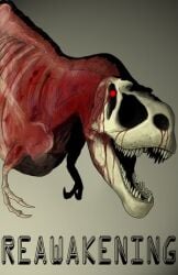 ambiguous_gender blood bodily_fluids bone claws cover dinosaur english_text exposed_bone feral glowing glowing_eyes horror_(theme) low_res open_mouth prehistoric_species reanimated reptile ribs saurischian scalie sharp_teeth simple_background skeletal skull skull_head solo teeth text theropod tyrannosaurid tyrannosauroid tyrannosaurus tyrannosaurus_rex undead zombie zombiesaurian