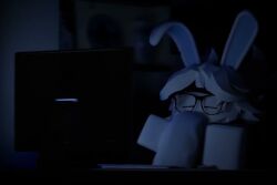 1boy 3d 3d_(artwork) 3d_animation animated anthro bunny bunny_ears femboy furry furry_only glasses male male_only marshmellowybun meme meme_reference pc roblox roblox_avatar robloxian sucking_own_penis sucking_penis tagme twink twitter video