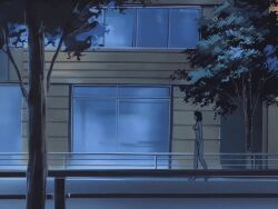 00s 1girls 2002 animated anime_screenshot ass bible_black bible_black_gaiden blank_eyes blonde_hair blood blood_on_body blood_on_face blue_sky breasts cloud cloudy_sky female kitami_reika large_breasts mind_break morning nipples road short_hair sky smile street sunlight sunrise tagme tree walking