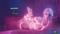barefoot bondage bound bound_ankles bound_arms bound_legs bound_wrists captured captured_heroine cd_projekt_red ciri damsel_in_distress defeated defeated_heroine dialogue exposed_breasts exposed_nipples fantasy feet femsub forced forced_exposure glowing harness heroine hogtie legs magic mercierharrogate naked naked_female nude nude_female restrained restrained_arms restrained_legs restraints rope rope_bondage rope_harness self_upload shiny_skin submissive submissive_female text text_bubble the_witcher_(series) the_witcher_3:_wild_hunt thin_waist tied_arms tied_hands tied_legs tied_up toned white_hair