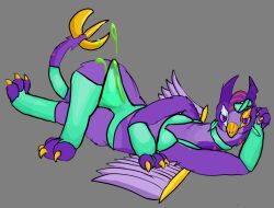 anthro arm_warmers armwear avian beak belly bodily_fluids bow_tie bra claws clothed clothing collar colored_cum countershade_belly countershade_neck countershading cum cum_on_clothing cum_on_leg cum_on_own_clothing cum_on_own_leg cum_on_own_tail cum_on_panties cum_on_self cum_on_tail feathers fur genital_fluids genitals gold_eyeshadow green_bra green_clothing green_collar green_cum green_panties green_underwear gryphon ichlamogeneralhukari kestrel_(ichlamogeneralhukari) knot knotted_penis leg_warmers legwear lingerie looking_at_viewer lying male mythological_avian mythological_creature mythology on_back panties penis purple_body purple_eyes purple_feathers purple_fur red_stripes silver_eyeshadow solo stripes tail tail_claws teal_bra teal_clothing teal_collar teal_panties teal_underwear translucent translucent_clothing underwear unusual_bodily_fluids unusual_cum unusual_genital_fluids wings