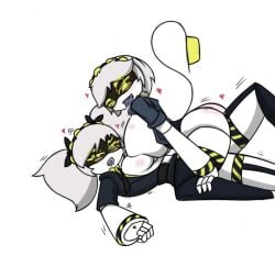 2female 2girl 2girls ass ass_focus big_breasts breasts crush crushing dominant domination female female/female female_on_female glitch_productions heart heart_symbol j_(murder_drones) lesbian_domination lesbian_focus medium_breasts moan moaning moaning_in_pleasure murder_drones open_mouth robot robot_girl saliva saliva_on_tongue tail tongue tongue_out tremble_lines trembling v_(murder_drones) yellow_eyes yuri