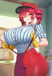 1girls ai_generated big_breasts big_thighs blouse blush blush_lines breasts breasts_bigger_than_head clothed clothed_female clothing curvaceous curvy curvy_female curvy_figure erect_nipples erect_nipples_under_clothes eyelashes fat_breasts female female_only fully_clothed gloves hat high-waist_pants high_waisted_pants hips_wider_than_shoulders hourglass_figure huge_breasts huge_thighs kasane_teto kasane_teto_(sv) large_breasts large_thighs lifting_breasts looking_at_viewer massive_breasts mesmerizer_(vocaloid) mesmerizer_teto mv_character nipple_bulge pants plump plump_breasts presenting presenting_breasts red_eyes red_hair seductive seductive_look seductive_smile shirt slim_waist smile solo solo_female straining_buttons straining_clothing striped_shirt suspenders synthesizer_v thick_thighs thighs tight_clothing tight_pants tight_shirt top_heavy twin_drills utau voluptuous voluptuous_female wide_hips yuri_vixenai
