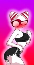 1girls armpits ass ass_focus ass_up blush breasts cat_ears countryhumans countryhumans_girl female female_focus female_only japan_(countryhumans) looking_back looking_up medium_ass white_body white_skin