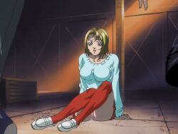 00s 1girls 2002 3boys animated anime_screenshot ass bible_black bible_black_gaiden blonde_hair blue_eyes breasts female forced huge_filesize kitami_reika large_breasts multiple_boys panties pink_panties pinned_down rape red_skirt red_socks restrained running shoes short_hair skirt socks sweater tackle tagme underwear warehouse white_shoes