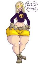 1girls blonde-haired_female blonde_female blonde_hair clothed clothed_female dc dc_comics desbjust female female_focus female_only glowing_eyes hips light-skinned_female light_skin long_hair long_hair_female pear_shaped pear_shaped_female pre_vore teen_titans terra_(dc) thick_thighs thighs villainess wide_hipped_female wide_hips