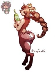 1girls ass bottle drawfruit faun faun_princess furry honhearthy reference reference_image satyr simple_background solo towergirls white_background