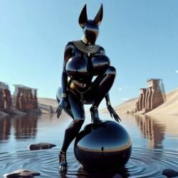 3d ai_generated ai_slop ai_video anubis balls chrome dark-skinned_futa desert faceless fembot futanari grok metallic_body metallic_skin night oasis onahole penis robot sand shiny_skin sphere_creature sunny tagme twerking video weird