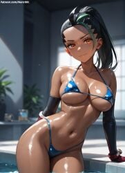 1girls 2d ai_generated areolae armpit bare_arms big_breasts bikini bikini_bottom bikini_top black_hair brown-skinned_female brown_skin chest curvy curvy_figure cute cute_face dark-skinned_female dark_skin detailed eyelashes eyeshadow female female_only fit fit_female focus hair high_quality large_breasts legs light-skinned_female light_skin lips lipstick looking_at_viewer makeup mascara nemona_(pokemon) nero100 nintendo orange_eyes outdoors outside pale-skinned_female pale_skin perky_breasts pokemon pokemon_sv ponytail posing round_breasts seductive seductive_look stable_diffusion swimsuit swimwear tagme teen teenage_girl teenage_tits thighs thin_waist
