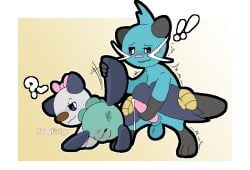 anthro anus artist_name balls bent_over blue_eyes blush bodily_fluids bow_accessory brother_(lore) brother_and_sister_(lore) dewott digital_media_(artwork) duo fairyfudge female generation_5_pokemon genital_fluids genitals gradient_background holding_tail incest_(lore) male male/female masturbation nintendo oshawott penile penile_masturbation penis pokemon pokemon_(species) precum raised_tail seashell shell sibling_(lore) simple_background sister_(lore) tail text tremble_spikes vulva