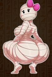 2d 2d_(artwork) 2d_artwork looking_at_viewer looking_back looking_back_at_viewer ms._mummy mummy mummy_girl mummy_wrappings oddrich ok_k.o.!_let's_be_heroes solo squatting thick thick_ass thick_hips thick_legs thick_thighs wide_ass wide_hipped_female wide_hips wide_thighs