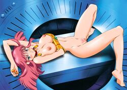 barefoot bb blush breasts eyewear_removed gaogaigar kouzaka_kouhei large_breasts lying nipples nude pubic_hair pussy renais_cardiff_shishiou sunglasses_removed