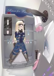 absurdres alex_ven3 anal_beads black_collar black_hat blindfold blue_jacket blush bondage bound brown_pantyhose censored collar commentary_request condom cum dildo fate_(series) female flower fur_collar gag grey_flower hair_flower hair_ornament hat heart heart_censor highres jacket lactation lord_el-melloi_ii_case_files milking_machine mirror pantyhose reines_el-melloi_archisorte restrained sex_toy shoes solo tears tongue tongue_out torn_clothes torn_pantyhose used_condom vibrator