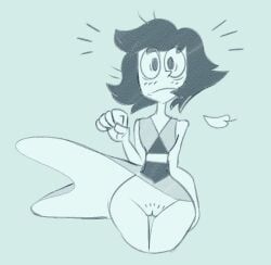 1girls accidental_exposure black_hair blush crop_top embarrassed female female_focus female_only hips hips_wider_than_shoulders lapis_lazuli_(steven_universe) leaf light-skinned_female looking_at_viewer midriff_peek monochrome no_panties pubes pubic_hair pulpdirector pussy skirt skirt_lift solo steven_universe surprised surprised_expression thigh_gap upskirt wide_eyed wide_hips wind_lift