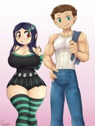 1boy 1girls ai ai-created ai_assisted ai_generated big_ass big_breasts bikini breasts clothing female flipline_studios grok grok_(x) james_(papa_louie) male muscular muscular_male papa_louie thick_thighs willow_(papa_louie)