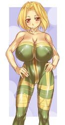 artist_request bare_shoulders big_breasts bimbo blonde_hair blush body_paint bodypaint bodysuit breasts cameltoe cleavage erect_nipples female female_only final_fantasy final_fantasy_tactics final_fantasy_tactics_(original) gigantic_breasts head_tilt huge_breasts human large_breasts looking_at_viewer monk monk_(fft) naughty nipples pussy_juice red_eyes shiny short_hair skin_tight smile solo thigh_gap thighs tight tight_clothes tight_clothing wet