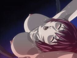 00s 1girls 2002 abs animated anime_screenshot bible_black bible_black_gaiden blush breasts cloak closed_eyes demon demon_boy fangs female hood hoodie implied_rape implied_sex large_breasts long_hair nipples open_mouth red_hair robe smile sweat tagme takashiro_hiroko tentacle yellow_eyes