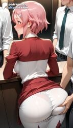 1girls 2026 ai_assisted ai_generated anime artist_name ass ass_grab belt big_ass blush booty bulge deep_skin explicit formal groping hair_ornament hairclip hi_res high_quality high_resolution highres lisbeth multiple_boys necktie pants patreon patreon_username pink_hair shinozaki_rika skypassion stable_diffusion suit sword_art_online sword_art_online:_alicization watermark