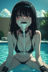 ai_generated ai_generated_image cum_in_mouth female gothic_girl lucy_loud nickelodeon poolside