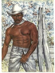 1boy archived_source gay male male_only muscular nipples original ras_(r.a._schultz) solo tagme traditional_media yaoi