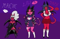 2026 3_females 3girl 3girls 4_fingers anime_eyes autograph autographed big_breasts black_earrings black_hair black_lips black_lipstick black_nails blind_peacock_draws blind_peacock_draws_(artist) boots bra breasts brothel choker daph_(blindpeacockdraws) demon demon_girl demon_girls demon_horns demon_tail demon_wings dominant dominant_female domination dress earrings female female_only females females_only freckles freckles_on_face girl_group gold_jewelry golden_chains gray_hair grey_hair group group_nudity hair_tie hair_tied hair_tied_back hazbin_hotel hazbin_hotel_oc heart heart_symbol heart_symbols heel_boots heels heels_only helluva_boss helluva_boss_oc hooves horns horns_and_hooves huge_breasts imp imp_horns imp_tail implant_breasts implants large_breasts leather leather_boots leather_clothing leather_dress leather_gloves leather_underwear lili_(blindpeacockdraws) lipstick lipstick_kiss lipstick_kisses lipstick_mark lipstick_smear long_hair long_nails long_socks lust_ring maeve_(blindpeacockdraws) medium_breasts medium_female mole mole_under_eye nipples nipples_covered nipples_out one_dress original original_art original_artwork original_character original_characters panties pink_body pink_skin ponytail prostitute prostitute_clothes prostitution pubes pubic_hair pussy pussy_lips pussy_peek red_body red_eyes red_skin ripped_clothing school_uniform schoolgirl schoolgirl_uniform sharp_fingers shaved_crotch shaved_pussy short_dress shortstack size_difference skirt small_bikini small_bra small_breasts small_clothes small_clothing smaller_female smiling socks stripes succubus succubus_horns succubus_tail succubus_wings tagme tagme_(character) tail tail_markings tails tall_female taller_female tear_on_clothes tears tight_clothing trimmed trimmed_pubic_hair triple_xxx underwear white_hair white_markings white_spots wings yellow_eyes