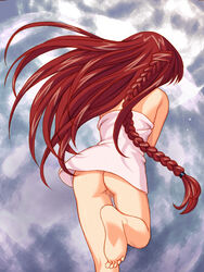 ass barefoot bottomless braid censored feet female karen_(sister_princess) miyama_amehiko miyama_kannon pov_feet pussy red_hair running sister_princess soles solo toes towel very_long_hair