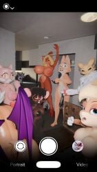 3d 3d_(artwork) 4k 8girls 9:16 absurd_res activision annoyed anthro apartment appliance areola bandai_namco bandicoot bat beer_bottle big_areola big_breasts big_butt black_hair black_sclera blender_(artwork) blender_cycles_(artwork) blonde_hair blue_eyes bottle breasts brown_eyes butt camera_flash canid canid_demon canine chair clothing collar confusion container crash_bandicoot_(series) crossover cup curvy_figure dark_body dark_fur demon diane_foxington digimon digimon_(species) digital_media_(artwork) domestic_cat dreamworks drunk eyewear felid feline felis female footwear fox fridge fur furniture genitals gesture glasses green_eyes group gwen_geek gwen_martin hair half-closed_eyes hand_gesture hellaverse hellhound helluva_boss hi_res high_heels holding_container holding_cup holding_object huge_breasts kitchen_appliance lagomorph leporid lola_bunny loona_(helluva_boss) looney_tunes mammal marsupial mouse murid murine mythological_canine mythological_creature mythology narrowed_eyes nipples nude nudist offscreen_character open_fridge orange_body orange_fur party phone_screen pink_body pink_fur platform_footwear platform_heels pointing pointing_at_viewer posing_for_picture rabbit red_eyewear red_glasses red_sclera red_solo_cup renamon rodent rouge_the_bat scut_tail sega shima_luan shoes short_tail shortstack smile sonic_(series) sonic_the_hedgehog_(series) spiked_collar spikes substance_intoxication super_planet_dolan surprised tail tan_body tan_fur tawna_bandicoot tgtf234 the_bad_guys vulva warner_brothers white_body white_fur white_hair white_sclera wide_eyed wings