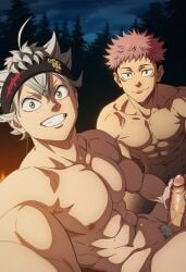 ai_generated bara gay ha-ln56a4aefpma male male_focus male_only muscular muscular_male yaoi