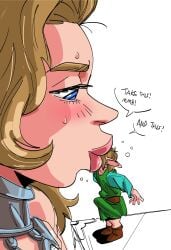 1boy 1girl1boy 1girls blonde_hair blue_eyes blush cotera_(great_fairy) female giant_woman giantess great_fairy great_fairy_(breath_of_the_wild) great_fairy_cotera hyrule kabcum kabkum kissing link penis penis_clothing penis_in_clothes pointed_ears shiny_lips size_difference sketch smooch text the_legend_of_zelda thick_lips