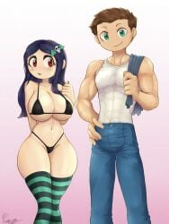 1boy 1girls ai ai-created ai_assisted ai_generated big_ass big_breasts bikini breasts clothing female flipline_studios grok grok_(x) james_(papa_louie) male muscular muscular_male papa_louie thick_thighs willow_(papa_louie)