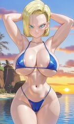 1girls ai_generated android_18 blonde blonde_female blonde_hair blonde_hair_female blue_eyes blue_eyes_female cameltoe cleavage curvy dragon_ball dragon_ball_super dragon_ball_z erect_nipples female gigantic_breasts huge_areolae huge_ass nai_diffusion popart puffy_nipples short_hair short_hair_female stable_diffusion thick_lips voluptuous wide_hips yellow_hair