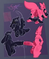 69_position all_fours anthro anus ball_tuft balls balls_expansion black_body blush blush_lines bodily_fluids character_request chest_tuft countershade_crotch covering covering_face crotch_tuft cum cum_drip cum_exchange cum_in_penis cum_inside cumshot domestic_cat dripping duo ejaculation emanata embarrassed expansion felid feline felis femboy genital_expansion genital_fluids genital_raphe genitals hi_res holding_own_penis huge_cock hung_femboy hung_trap kerchief kerchief_only lagomorph leg_grab leporid looking_at_porn lying male male/male mammal masturbation mostly_nude motion_blur neckerchief neckerchief_only neckwear on_back open_mouth oral oral_penetration penetration penile penile_penetration penis penis_in_mouth penis_in_penis pink_body pornography rabbit raphe_(anatomy) scrotal_raphe scrotum_flap sex shallow_penetration signature sourangel tuft urethral urethral_penetration