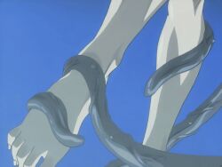 00s 1girls 2002 animated anime_screenshot bible_black bible_black_gaiden blood breasts cloak closed_eyes completely_nude demon demon_boy female groping large_breasts long_hair molestation nipples nude red_hair restrained tagme takashiro_hiroko tentacle