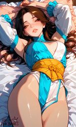 artist:pinkbunnies mortal_kombat kitana 1girl solo breasts large_breasts nipples areolae ass pussy nude completely_nude uncensored nsfw hentai blush curvy thick_thighs wide_hips thighs navel long_hair looking_at_viewer smile seductive open_mouth full_body high_resolution highly_detailed simple_background rule34 ai_generated patreon