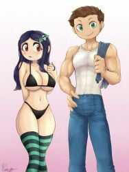 1boy 1girls ai ai-created ai_assisted ai_generated big_ass big_breasts bikini breasts clothing female flipline_studios grok grok_(x) james_(papa_louie) male muscular muscular_male papa_louie thick_thighs willow_(papa_louie)